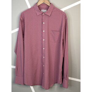 Peter Millar Summer Comfort Men’s Large Pale Rose Blue Check Long Sleeve